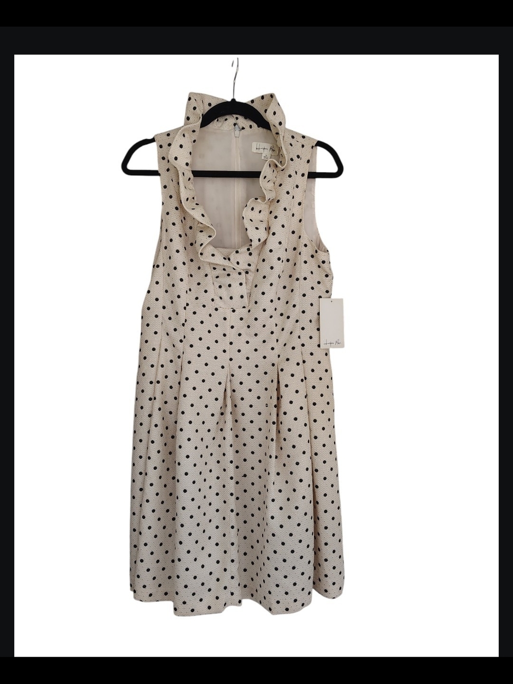 Sleeveless Cream Polka Dot Ruffle Neck Wedding Dress